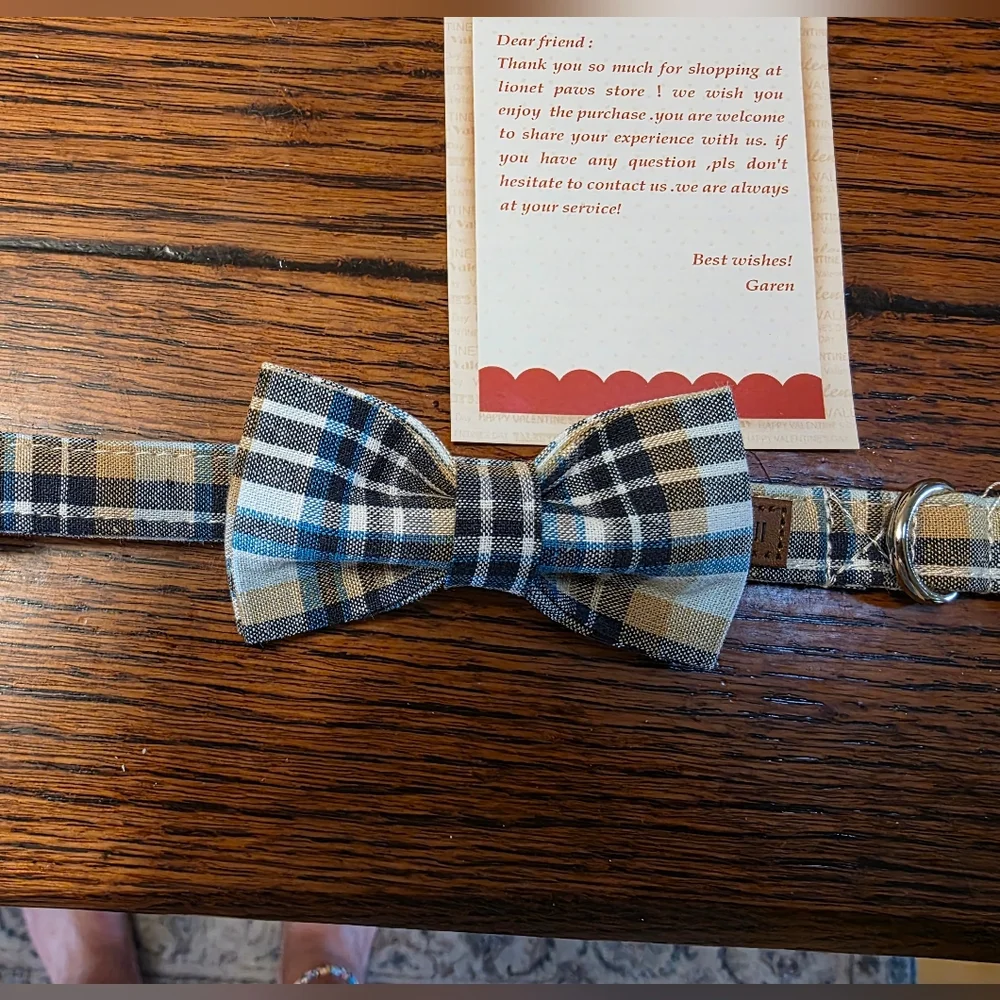 Plaid Bow Tie Collar Sets for Medium or Large Dogs (2 available)